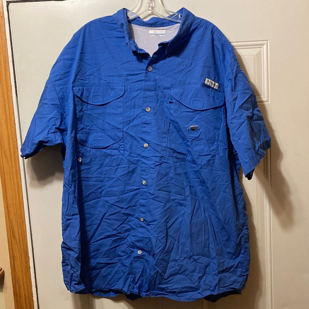Columbia Royal Blue Button-Up Fishing Shirt XXL